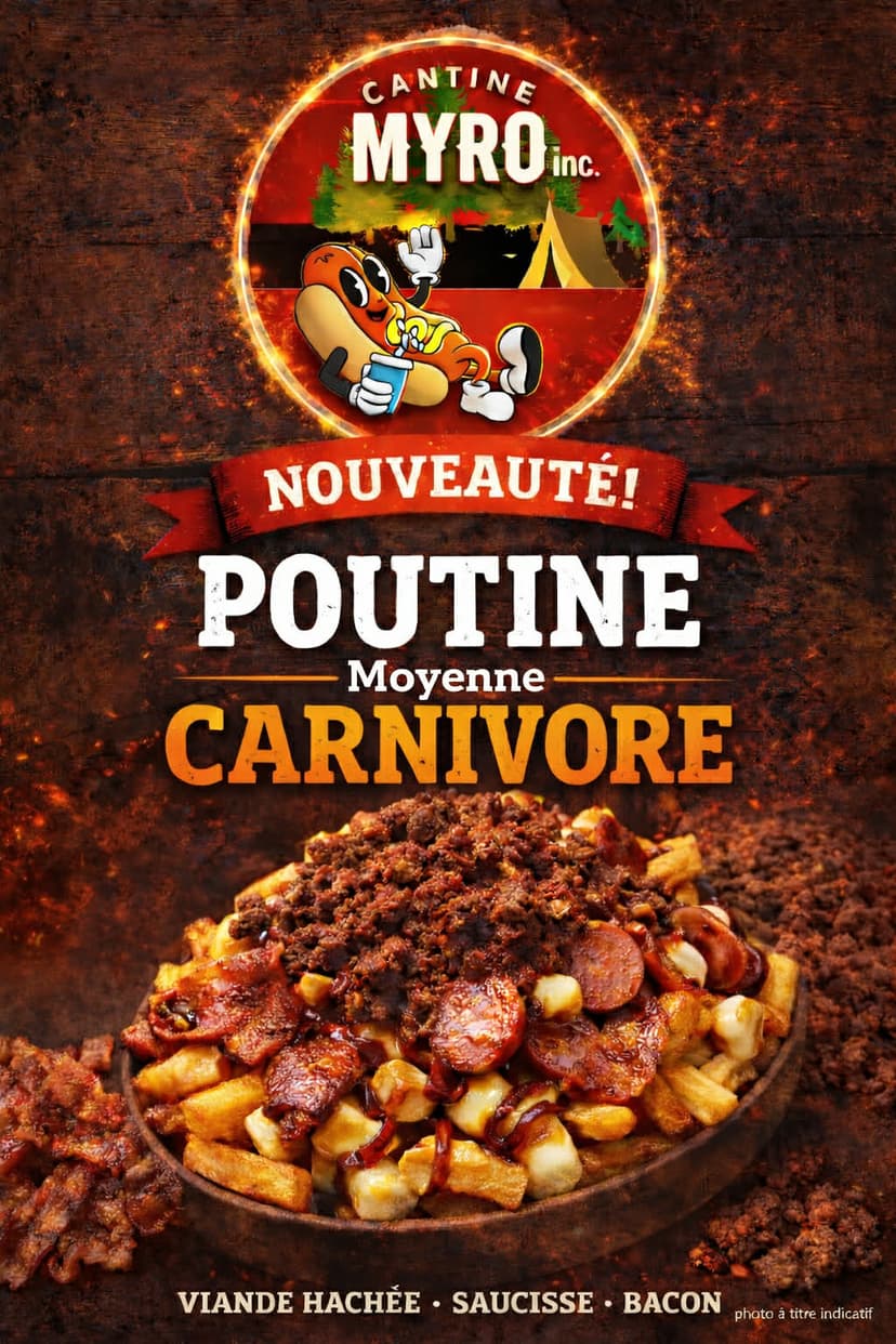 Poutine Carnivore — viande hachée, saucisse, bacon
