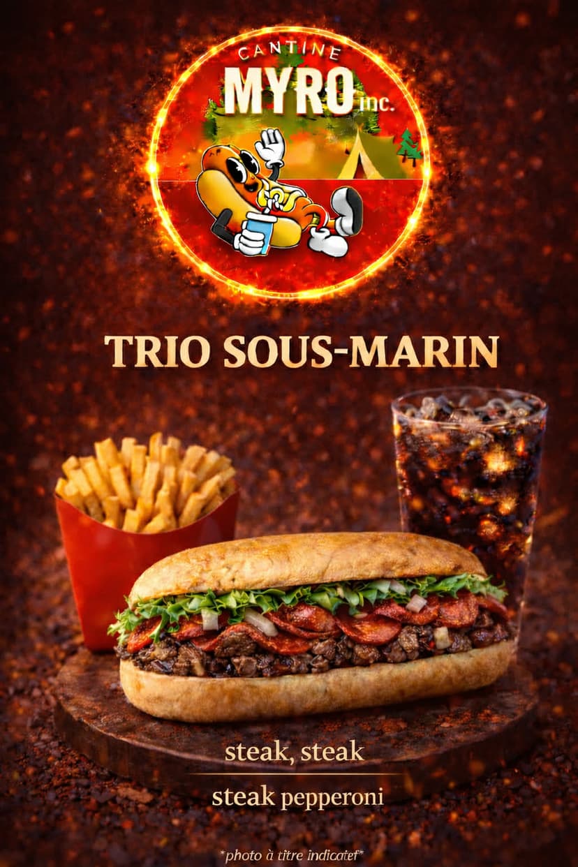 Trio sous-marin Cantine Myro — steak et pepperoni
