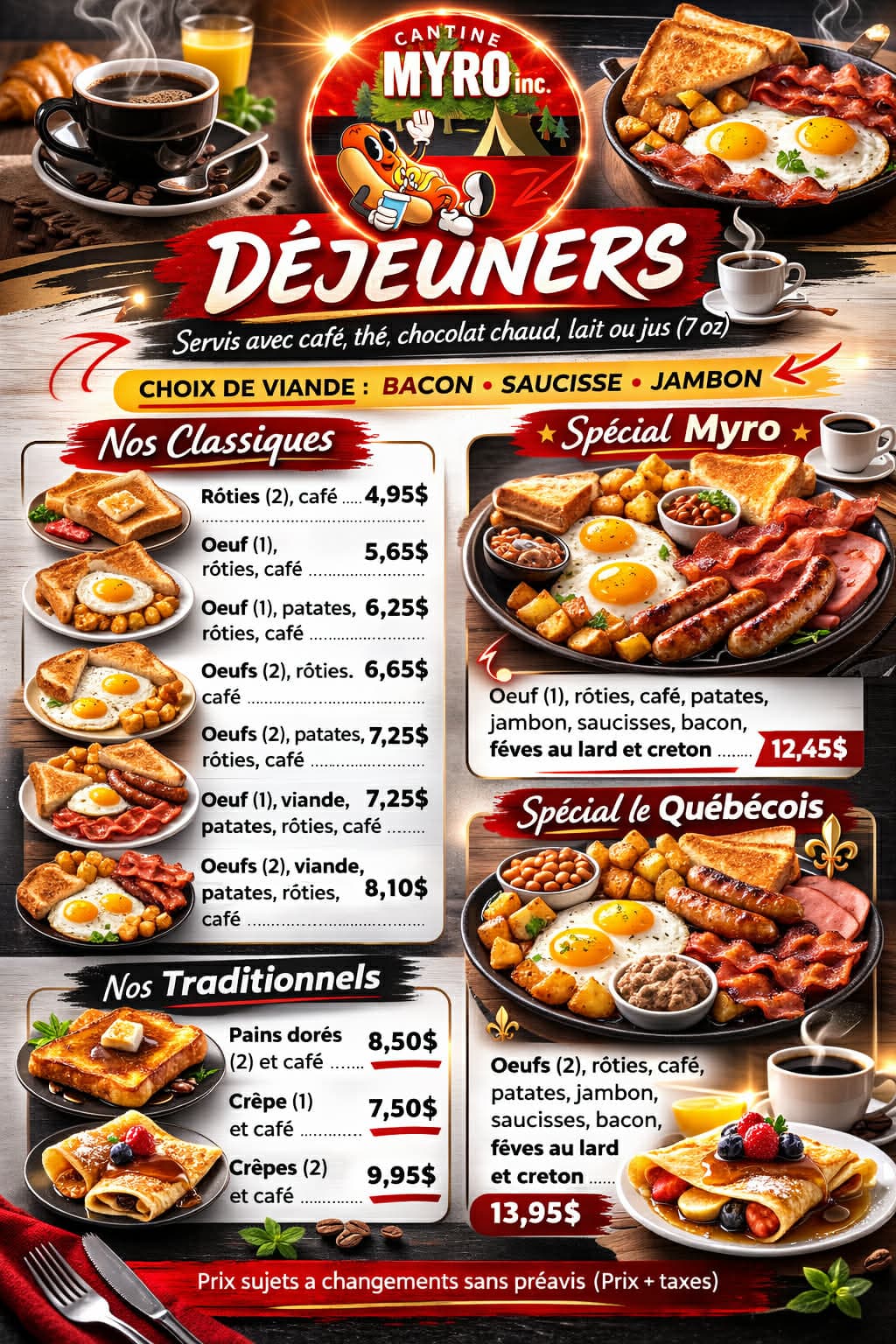 Menu Déjeuner