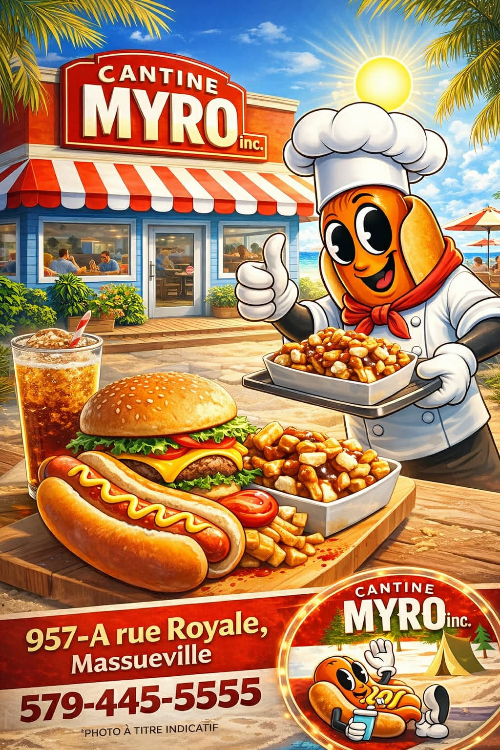 Trio hot-dog Cantine Myro avec frites et cola